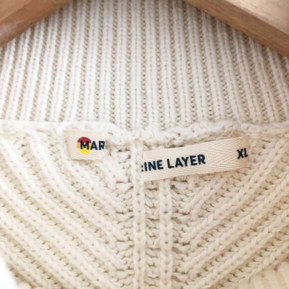 MARINE LAYER Ivory CottonNylon Wool Blend Skylar Turtleneck Sweater Size XL - Picture 6 of 9